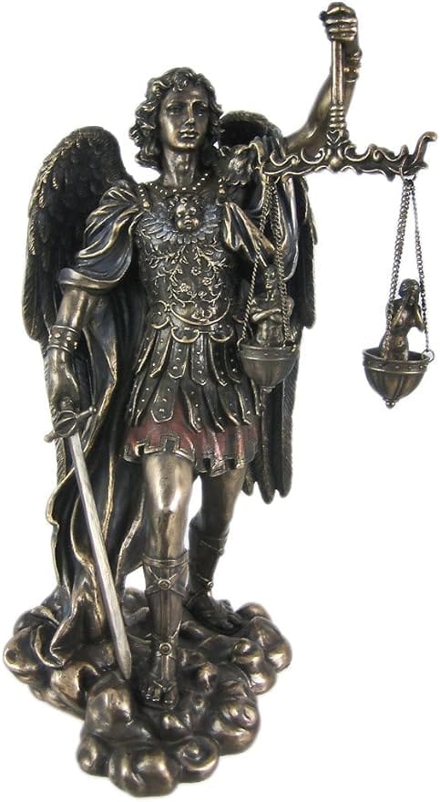 Veronese Design 11" Tall Archangel Saint Michael Weighing Souls Statue Cold Cast Resin Antique Bronze Finish Religious Gift and Collectible