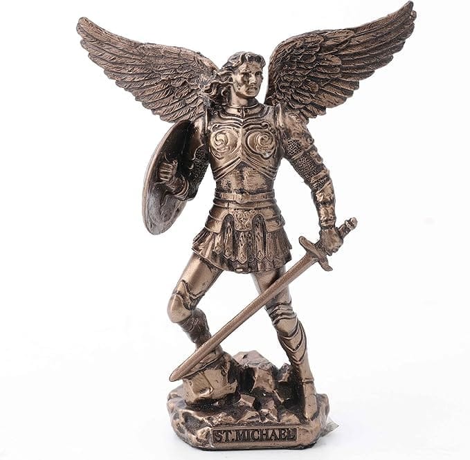 Veronese Design 11" Tall Archangel Saint Michael Weighing Souls Statue Cold Cast Resin Antique Bronze Finish Religious Gift and Collectible
